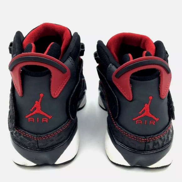 Nike Air Jordan 6 Rings GS Elephant Print Black Red Gray White Youth Sneakers - Picture 4 of 11